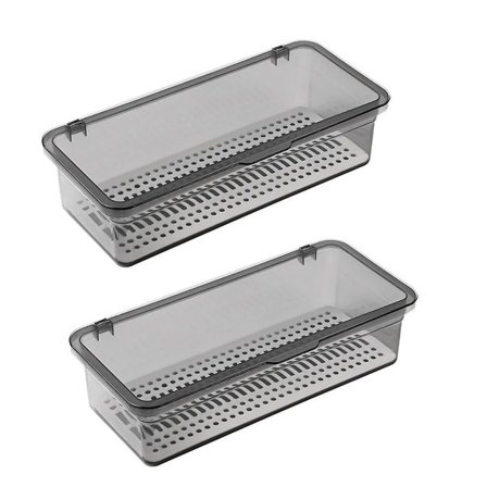 Bestikkasse med låg, bestikopbevaring i plastik med låg, bestikskuffeorganisator bestikopbevaringsbeholder