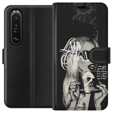 Kompatibel Tegnebogsetui til Sony Xperia 1 III Lady Gaga sort-hvid retroplakat med solbriller og popkunst-æstetik