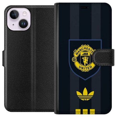 Kompatibelt Lommeboketui til Apple Apple iPhone 15 Manchester United Adidas logo skjold fotballklubb plakat Premier League retro gul svart design kuns