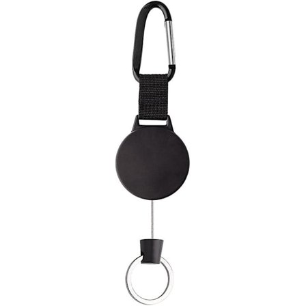 Robust nøglering med 100 cm stålkabel, sort