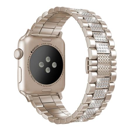 Metall diamantrem kompatibel for Apple Watch 49 mm 45 mm 44 mm 42 mm 41 mm 40 mm erstatningsarmbåndsrem for Iwatch 8 7 6 5 4 3se Vintage gold For 42mm