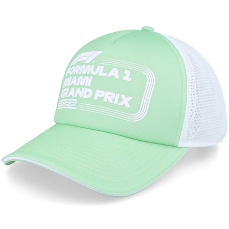 Formula One - Motor Verde trucker Boné - F1 Pastel Miami Green/White Trucker @ Hatstore