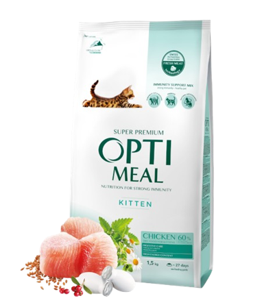 Optimeal - Complete dry pet food for kittens - chicken, 1,5 kg - Katt - Kattefôr & kattemat - Tørrfôr for katt - ZOO.no