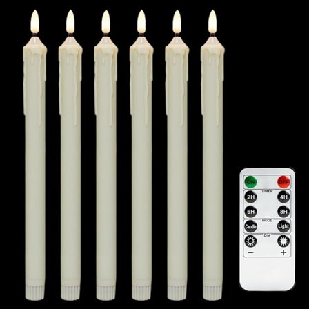 LED Flamlösa Flimrande LED Avsmalnande Ljus, 6-Pack (Elfenbensdropp)