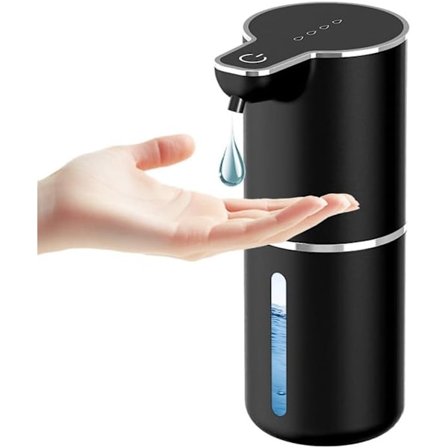 ING såpedispenser, automatisk sensor såpedispenser, veggmontert såpedispenser 350 ml, 4-nivå justerbar hvit flytende såpedispenser og, hvit