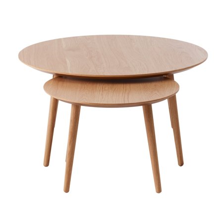 Adda Couchtischset, Ø88/58cm, 2er Set in Naturfarbe, skandinavischer Stil, runde Satztische, platzsparendes Design, Höhe 45/41cm, modern.