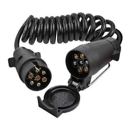 3 Meter 7-stifts Släpvagnsförlängningskabel Spiral Kabel Med Släpvagnskontakt, 7-ledare Husbilskabelkontakt