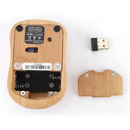 Trådlös Mus, Trådlös Mus i Trä, Datormus, Trådlös Datormus, 2.4GHz Bambumusstrykande Optisk Mus PC Laptop Trä för Laptop, Bur