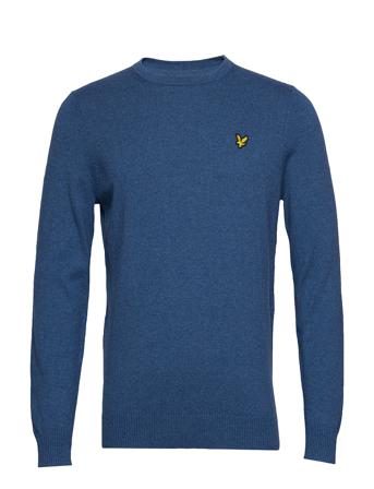 Cotton Merino Crew Jumper Stickad Tröja M. Rund Krage Blå Lyle & Scott