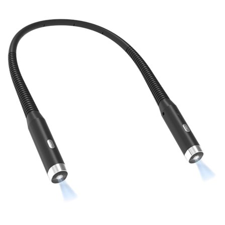 Halsleselampe, Boklampe for lesing i sengen, 3 farger, 6 lysstyrkenivåer, Bøybare armer, Oppladbar, Langvarig (Svart)