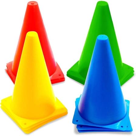 Pakke med 12 kjegler, trafikkjegler for sport, fotball, barn, hunder,