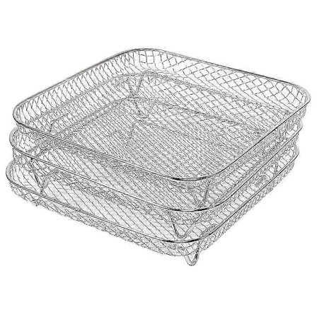 Tre-lags Air Fryer Grillrist Rustfritt Stål Airfryer Verktøy Bakebrett Stekerist Matlagingsrist