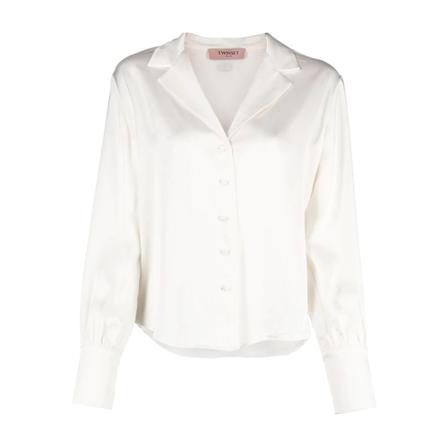 Twinset V-Neck Shirt , Wit , Dames , Maat: M