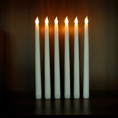 Elfenbensfärgade flamlösa ljus, 6-pack, elektriska ljus, ljus för födelsedagar/jul/halloween/ljusmiddagar