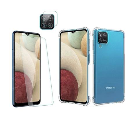 Samsung Galaxy A12 1 Set Skal + Sk rmskydd + Kameralinsskydd Transparent