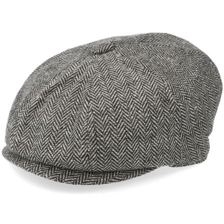 Jaxon & James - Svart flatcap Keps - Kids Herringbone Newsboy Cap Charcoal Flat Cap @ Hatstore