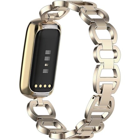 Kompatibel med Fitbit Luxe-band för kvinnor, justerbart armband i rostfritt stål watch D-format armbandsremstillbehör för Fitbit Luxe,