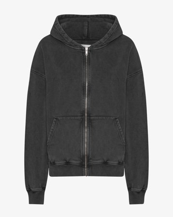 Organic Oversized Zip Hood - Faded Black 2XL