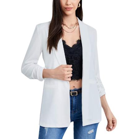 Kvinnor Öppna Front Blazers Sidofickor Cardigan Jacka