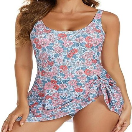 Uimapuku hameella naisille, uimapuvut, mekot, hame, vartaloa muotoileva uimapuku - Pinkit kukat - Koko XL Pink Flowers Pink Flowers