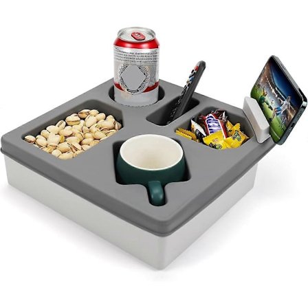 Soffa Mugghållare Bricka, Silikon Soffa för Säng, Vattentät Mugghållare med Telefonställ