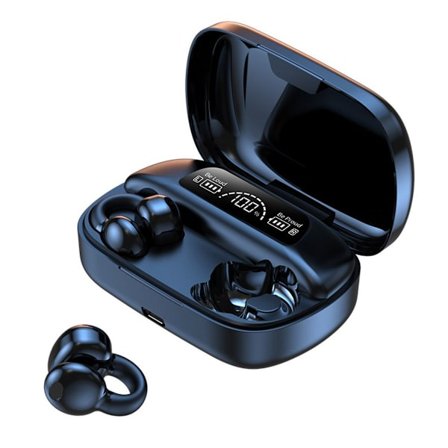 Trådløse øreklips-knogleledningshovedtelefoner Bluetooth sort