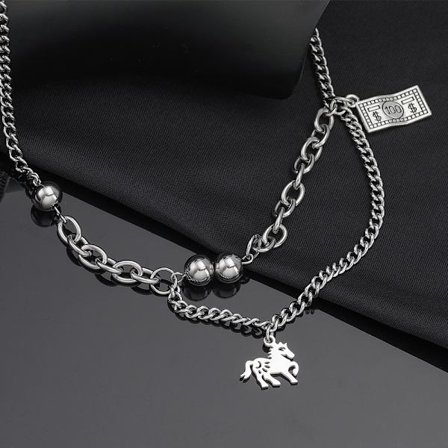 Europæisk og amerikansk hiphop-stil titanium stål halskæde match