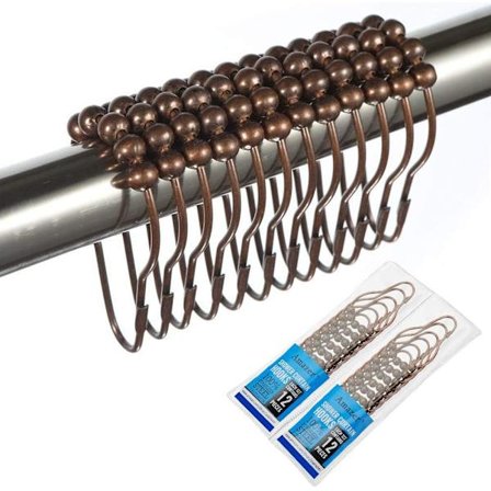 Bruseforhængskroge Ringe, Rustfrit Stål Rustfrit Bruseforhæng Ringe og Kroge - Sæt af 24 - Bronze