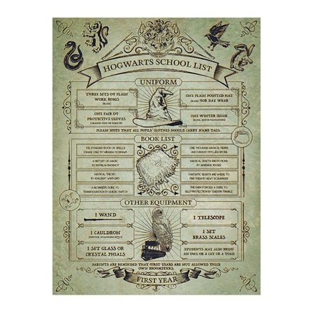 Harry Potter Skollista Kanvastavla 80cm x 60cm Kräm/Brun