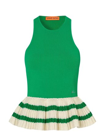 STINE GOYA | 2383 Lightweight Knit, Ruffle Tank | S