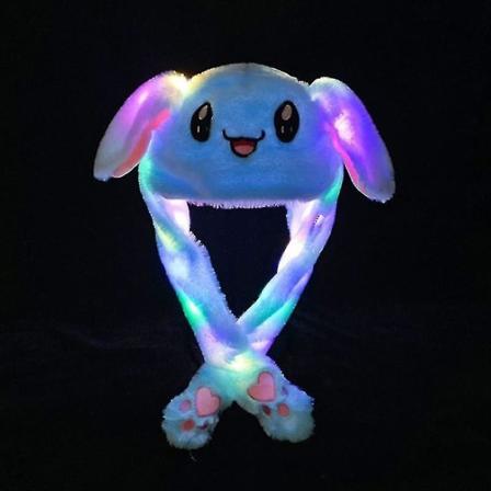Plysj kaninørehatt kan bevege seg Interessant søt myk plysj kaninhattegaver kompatibel med jenter Ny -ES Luminous Blue Bunny Hat