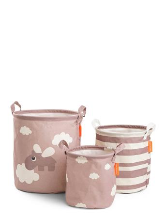 Storage Basket Set 3 Pcs Happy Clouds Powder D By Deer Pink