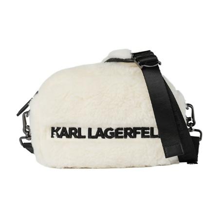 Karl Lagerfeld, x Cara Delevingne Shearling Crossbody Bag Wit, Dames, Maat:ONE Size
