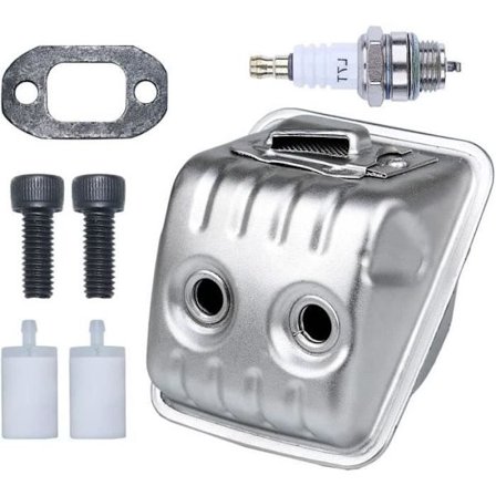 Vakuutuskytkimen asennussarja hiljaiselle pakoputkelle, jossa on polttoainesuodatin ja sytytystulppa Husqvarna 445 450 445E 450E Re:lle.