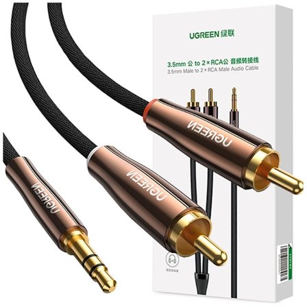Ugreen kabel lydkabel 3,5 mm minijack (hann) - 2RCA (hann) 2 m kobber (AV170)