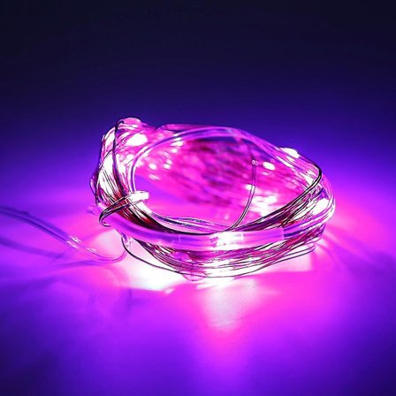 5m 50 LED Hopeajohdin Valojuova 3AA Paristo Kaukosäädin