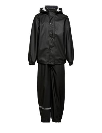 Pu Rain W. Susp. Recycled Outerwear Rainwear Rainwear Sets Sort Mikk-Line