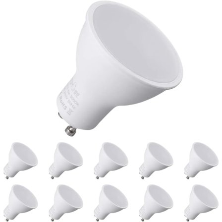 10-pak GU10 LED-pærer, 7W, 3000K varm hvid, 120° strålevinkel, kompatibel med Philips Hue[JUN]