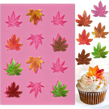 Bladform fondantformar i silikon, 12 håligheter miniformblad för hemlagad choklad gummy gelétårta dekoration