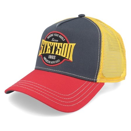 Stetson - Grå trucker Caps - Rocking Your World Red/Grey Trucker @ Hatstore