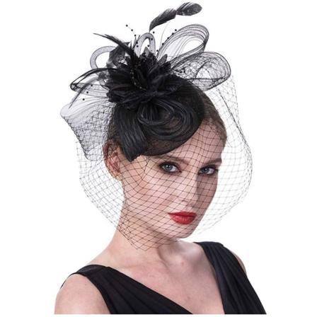 Beatit Kvinner Jenter Mesh Fascinators Hat Cocktail Party Pannebånd Hodeplagg Bryllupshatt Black