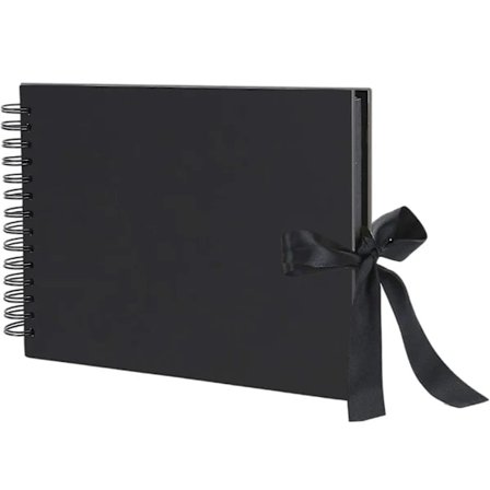Scrapbog DIY Fotoalbum, A5 Hukommelsesfotobog DIY Håndlavet Slør Bånd Papir Album, DIY Scrapbog Spiral Album (Sort)