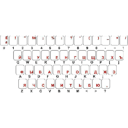 Klistermärke ryska tangentbordet kyrilliska alfabetet bokstav datorbokstav