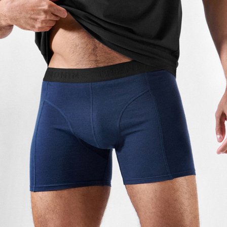 FeatherFeel | Boxeri albastru închis din lână merinos pentru bărbați - Boxeri din lână