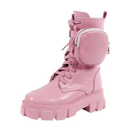 Winter Gothic Punk Women Platform Boots - Ljusrosa