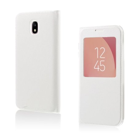 Samsung Galaxy J7 (2017) Läder fodral med fönster - Vit