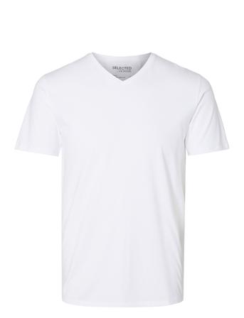 Slhnewpima Ss V-Neck Tee B T-shirts Short-sleeved Hvit Selected Homme*Betinget Tilbud