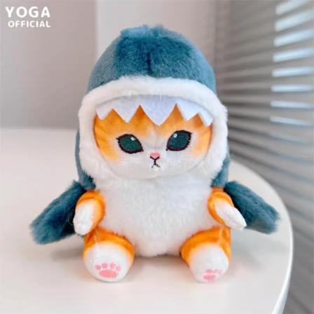 Kawaii Mofusand Anime Hobby Tempura Fried Räkor Haj Katt Tecknad Söt plysch docka hängsmycke väska hänge present till flickvän 2
