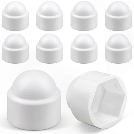 Vita sexkantsmutterkapslar i plast, 20-pack, 17 mm nyckelvidd, kompatibla med M10-sexkantsmuttrar och -bultar