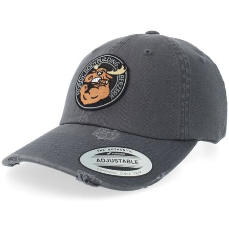 Berzerk - Grå unconstructed Keps - Jacked Moose Black Round Patch Destroyed Grey Dad Cap @ Hatstore